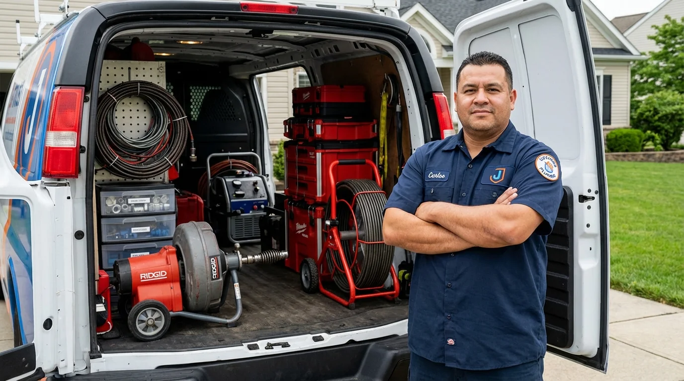 Professional drain cleaning equipment and Johns Plumbing LLC plumber in Ozark