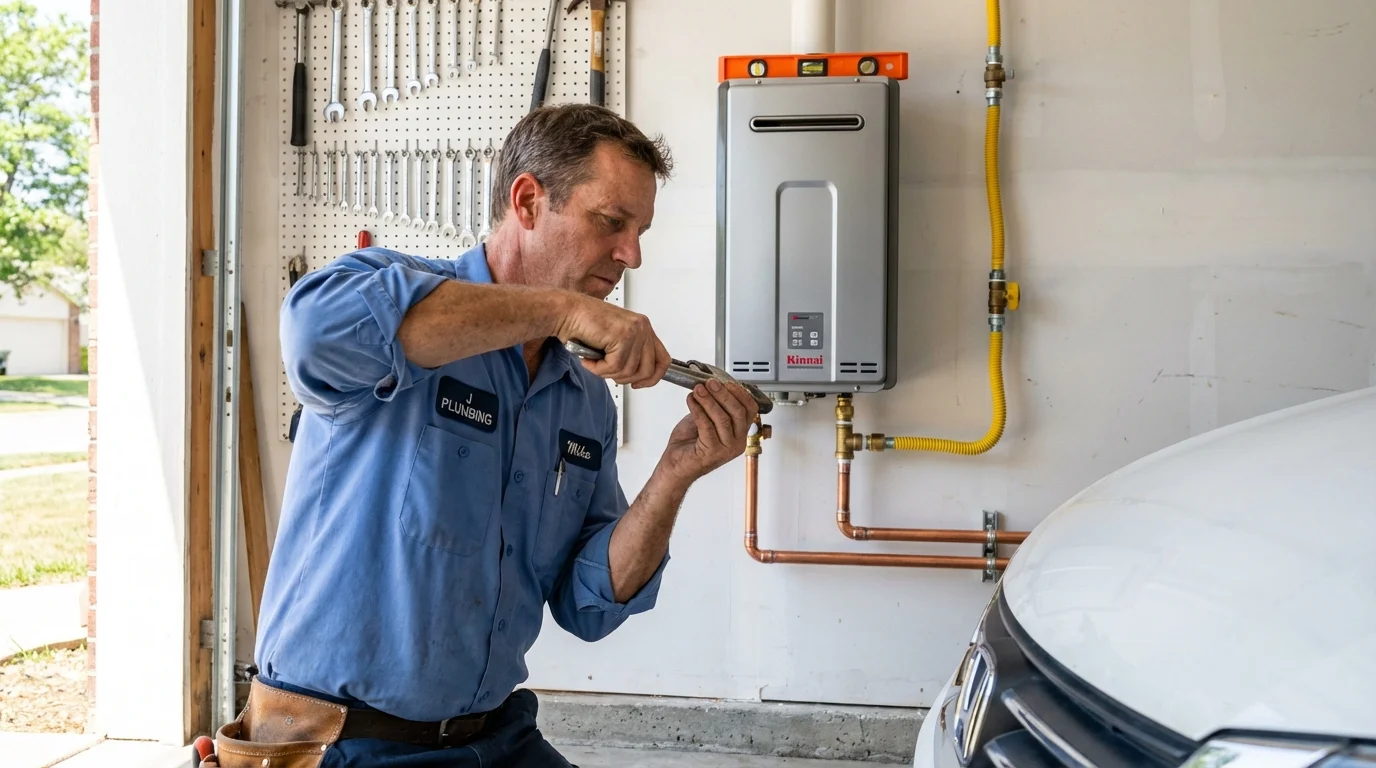Tankless water heater installation by a Johns Plumbing LLC plumber in Ozark